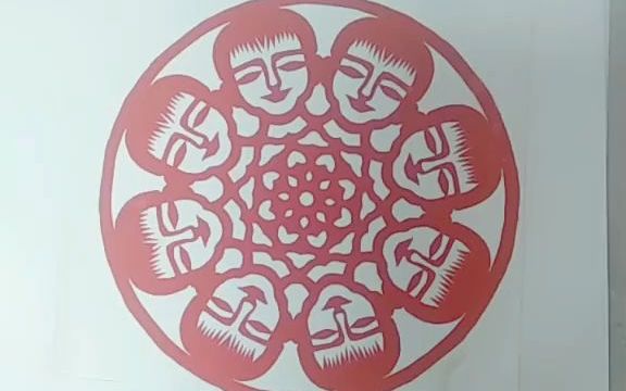 八角团花剪纸娃娃,详细教程