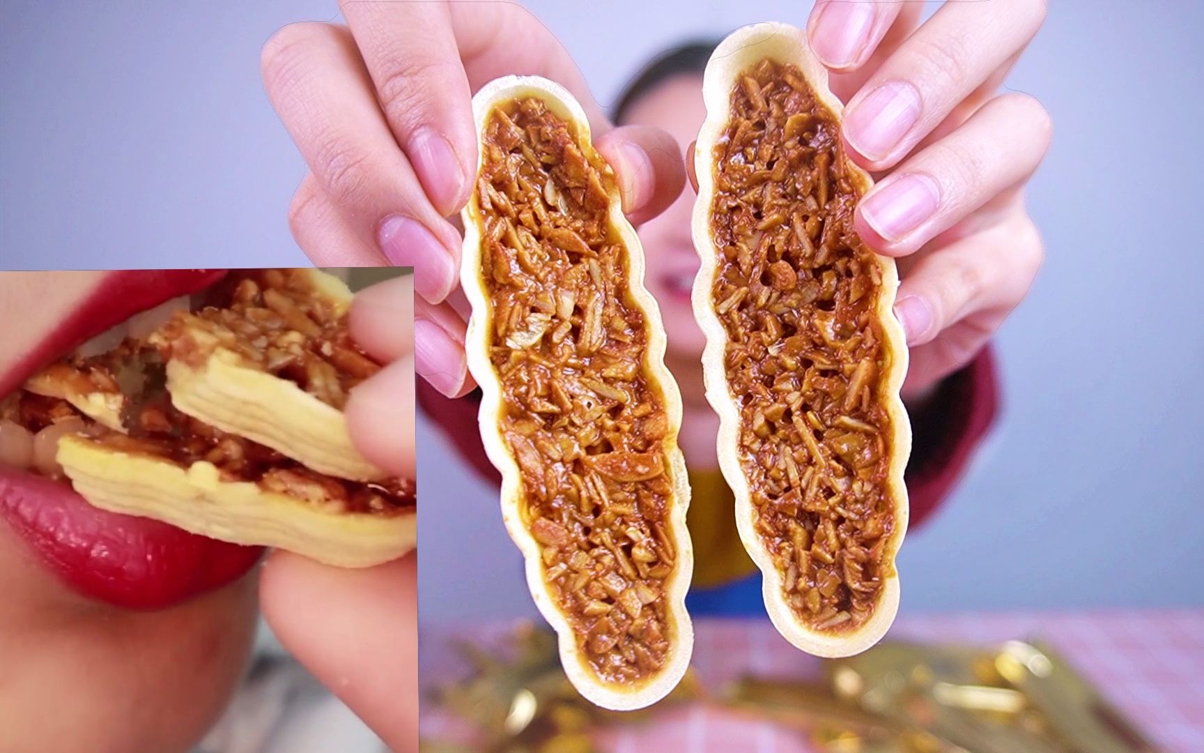 开箱网红"小叶酥",内里坚果外皮酥脆,满口留香的日式小零食