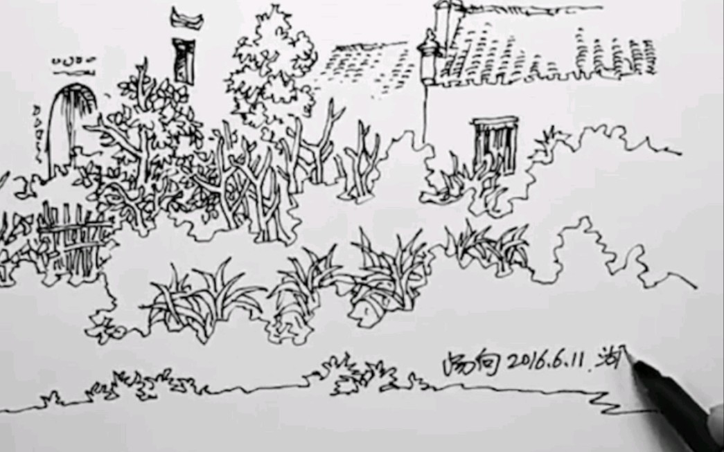 画画小技巧抖线画法快速画出草丛植物外轮廓