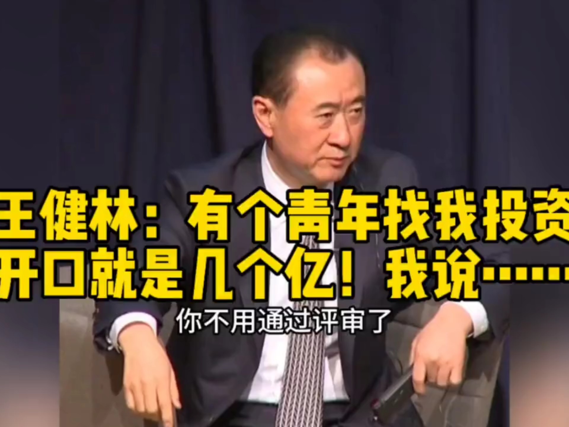 王健林:有个青年找我投资,开口就是几个亿!