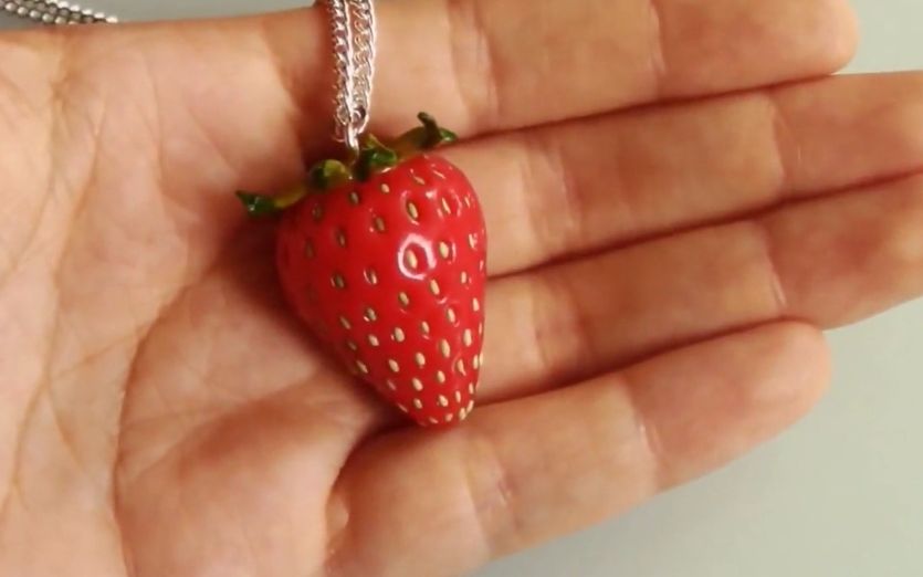 mygift-手工饰品-软陶diy可爱草莓挂饰,少女爱不释手