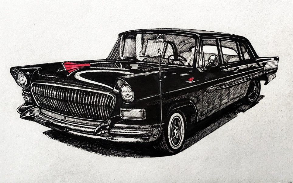 中性笔画之红旗ca72