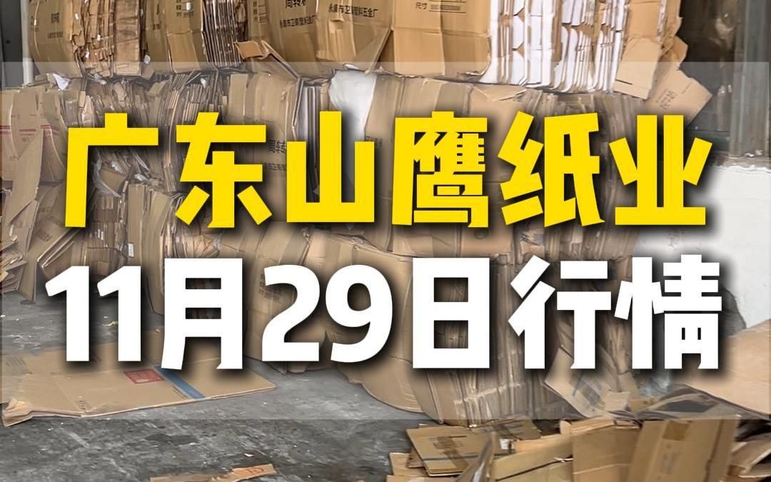 11月29日广东肇庆山鹰纸业今日行情参考哔哩哔哩bilibili