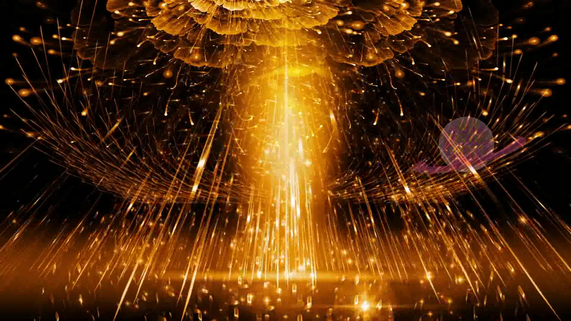 3d金色粒子光线水幕裸眼3d全息影像浸式立体视频片源冰屏