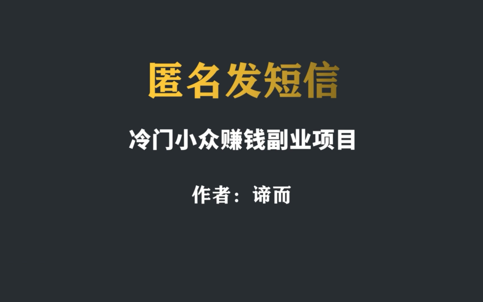 小众冷门的创业副业项目,匿名短信#创业 #副业哔哩哔哩bilibili