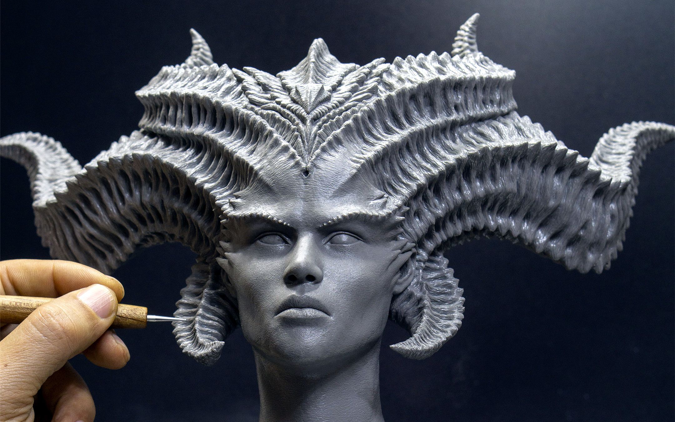 【雕塑】大佬制作《暗黑4》莉莉丝头雕 | 作者:leehogap