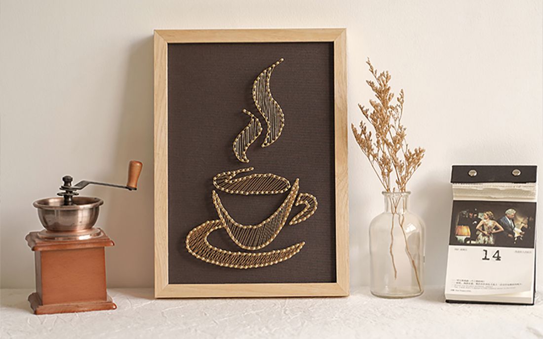 【弦丝画】墙蛙弦丝画动人金弦咖啡杯diy绕线制作视频教程