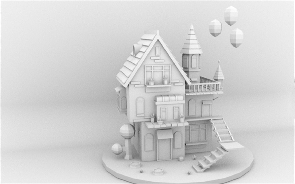 活动作品maya建模卡通房子制作3d游戏场景建模