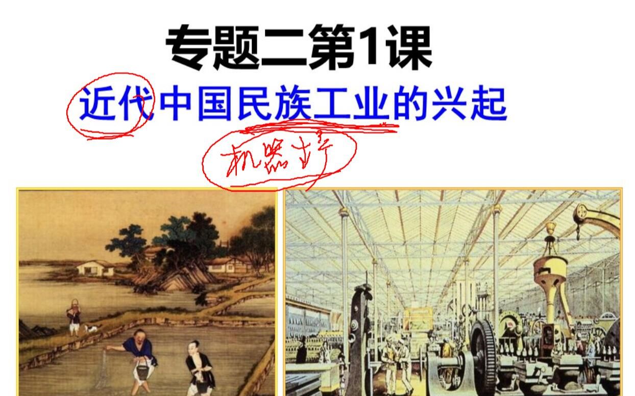 历史212省句中高一网课习题讲评及必修2专题二近代中国民族工业兴起第