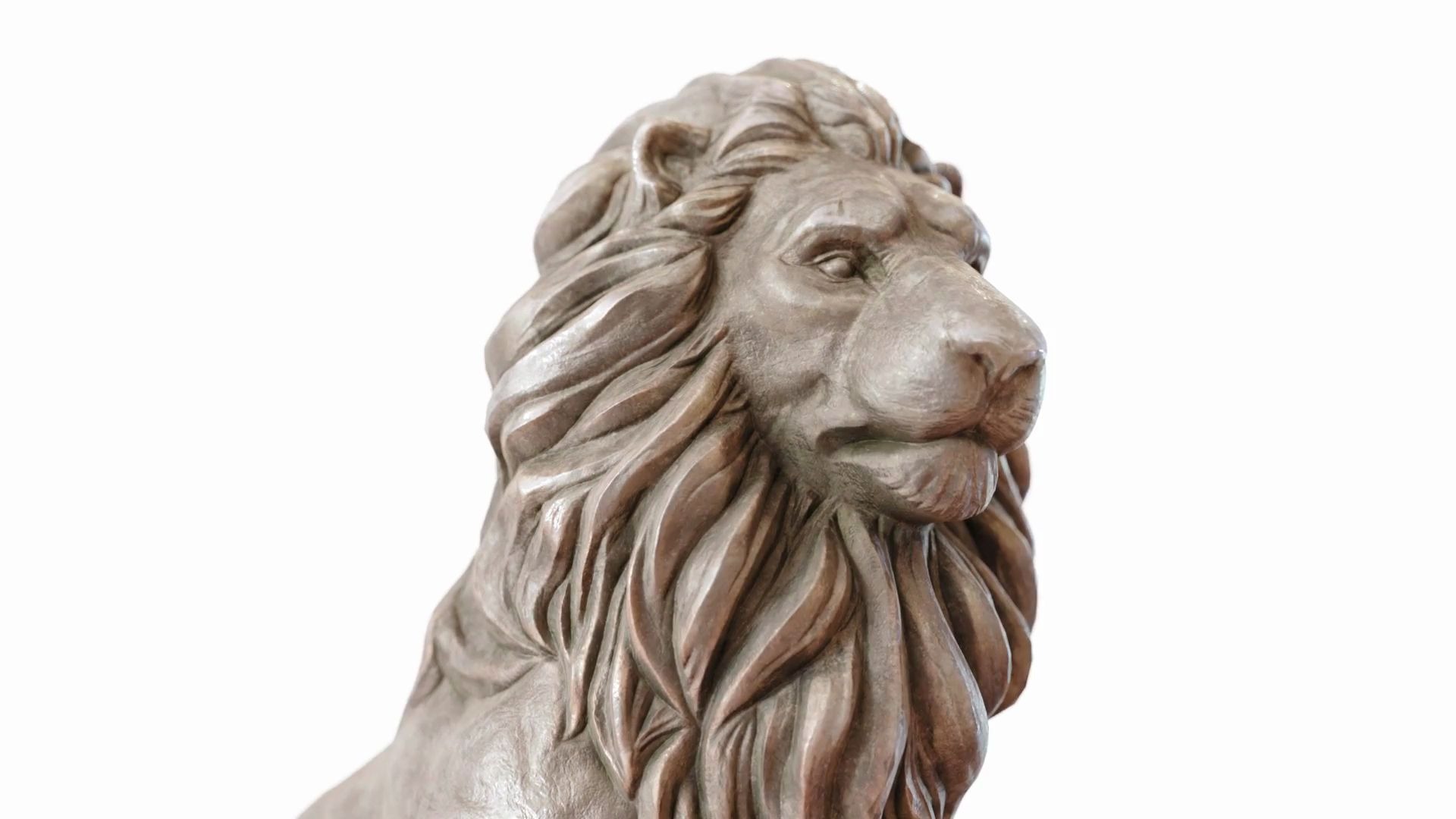 三组雄狮狮子雕刻造型高精度3d模型 rrcg人人素材