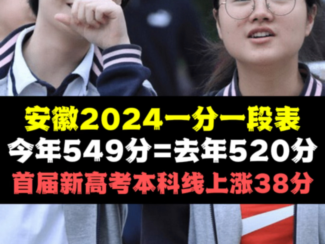 安徽2024一分一段表!今年549分相当于去年520分,首届新高考本科线上涨38分哔哩哔哩bilibili