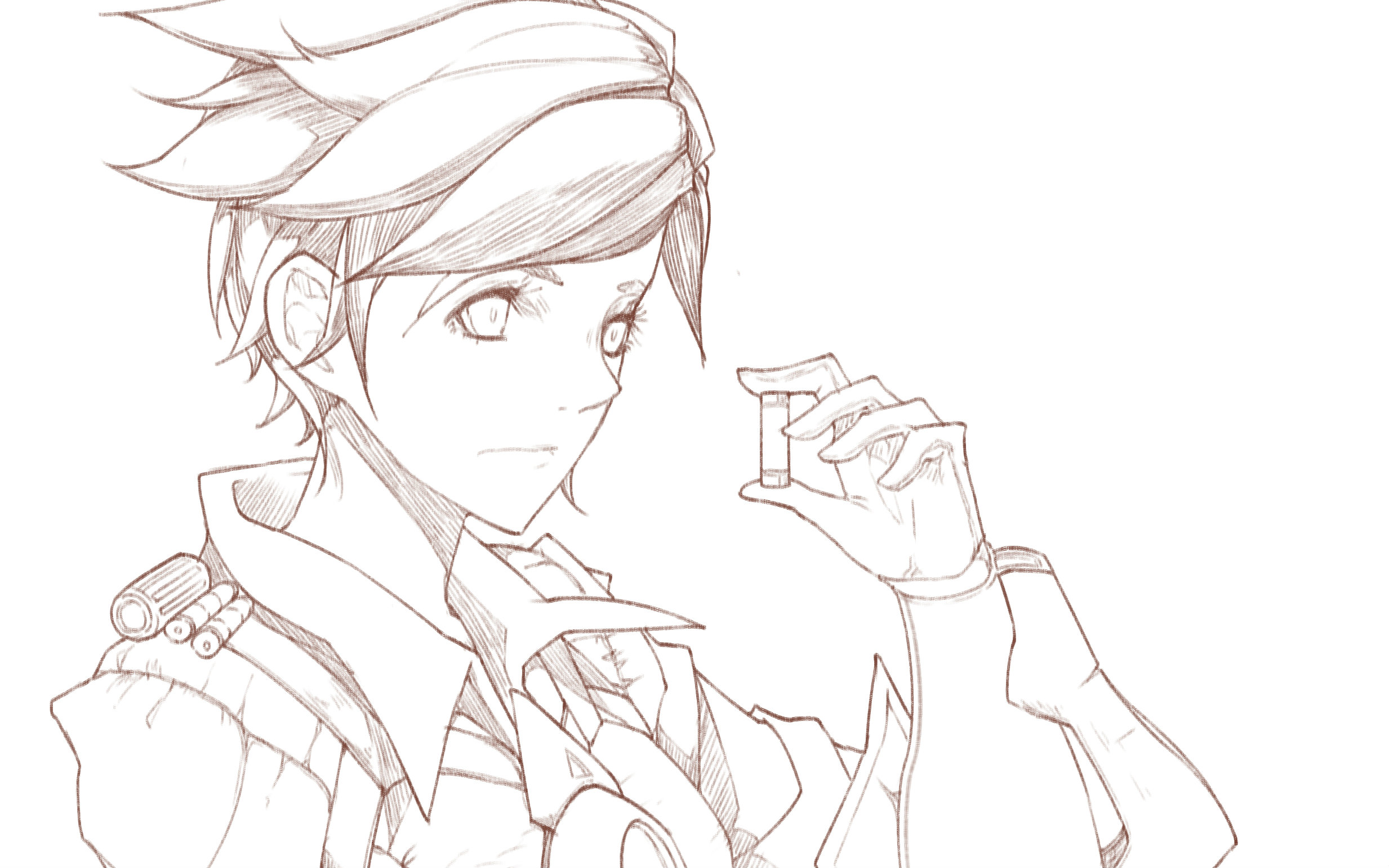 【ajfox的sai绘画】直播录屏】随手涂个猎空】线稿_哔哩哔哩 (゜-゜)