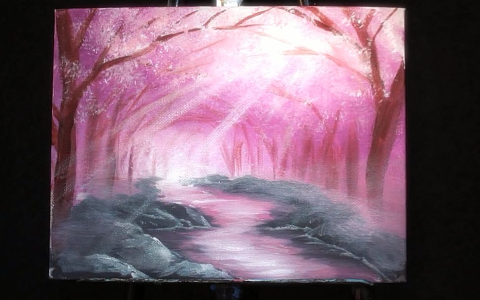 【丙烯画】【十分钟系列】|樱花林|Ryan O'Rourke|搬运|25PaintingaCherryBlossomTreeForest哔哩哔哩bilibili