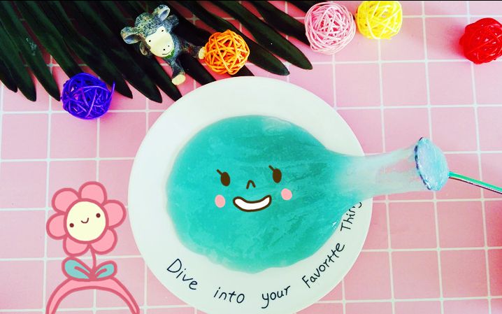 简单好玩的假水史莱姆教程,水弹q不粘手,无眼镜护理液