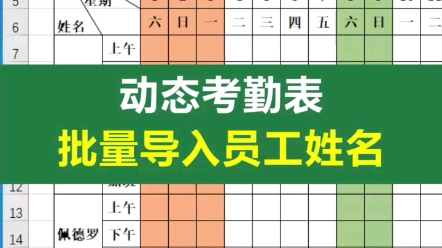 动态考勤表,批量导入员工姓名,告别繁琐,职场必备哔哩哔哩bilibili