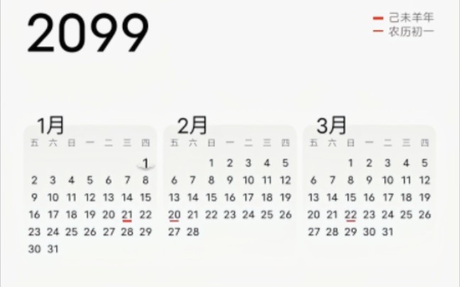 为什么日历只有1901~2099年