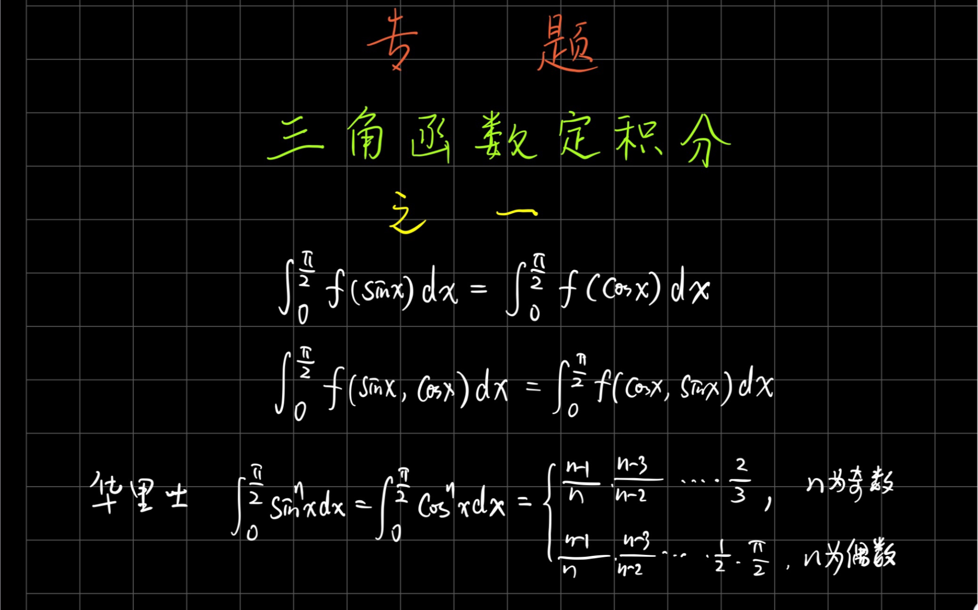 三角函數定積分專題1必須記住的幾個常用公式