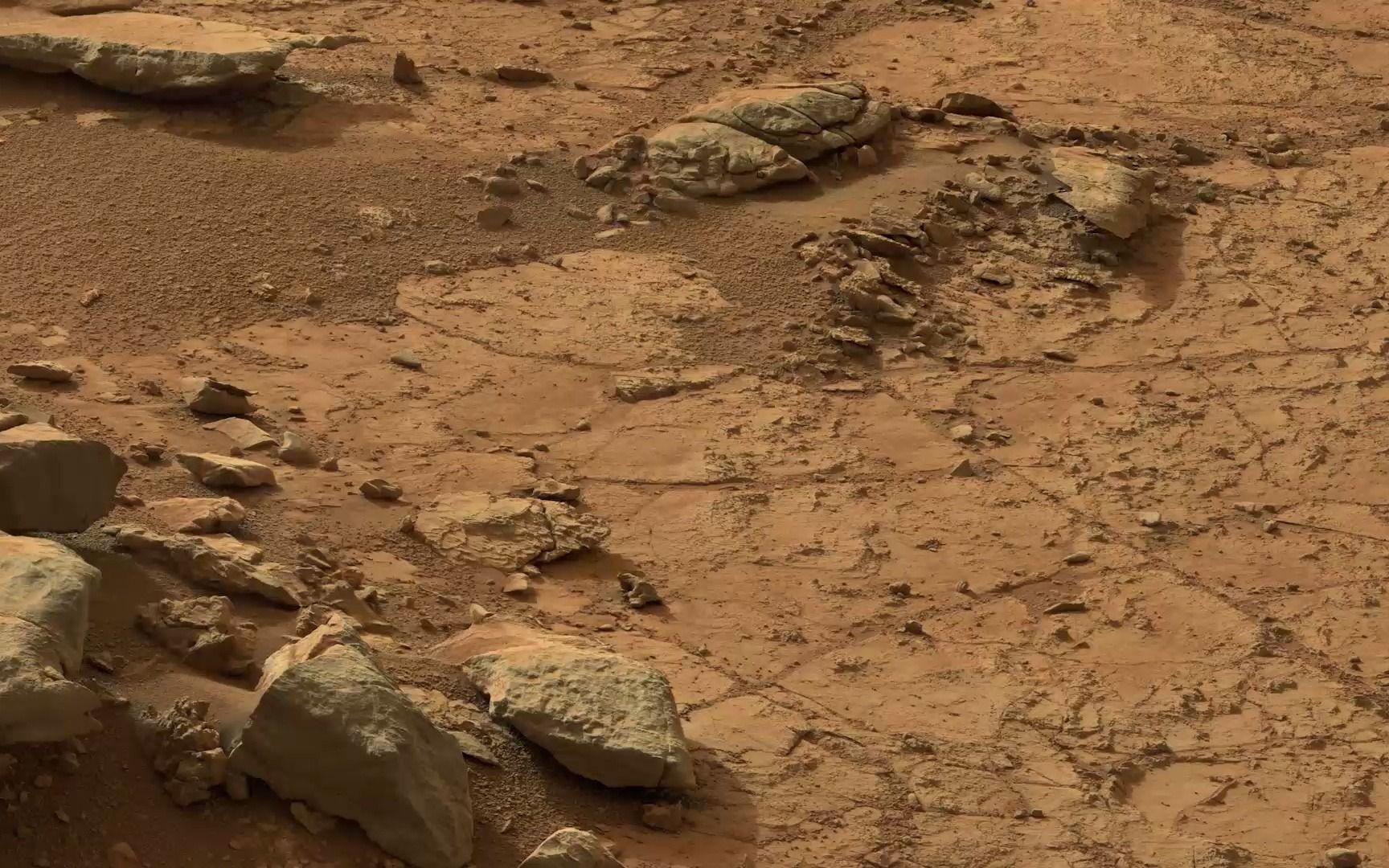 火星地面近景,原色,好奇号火星车拍摄