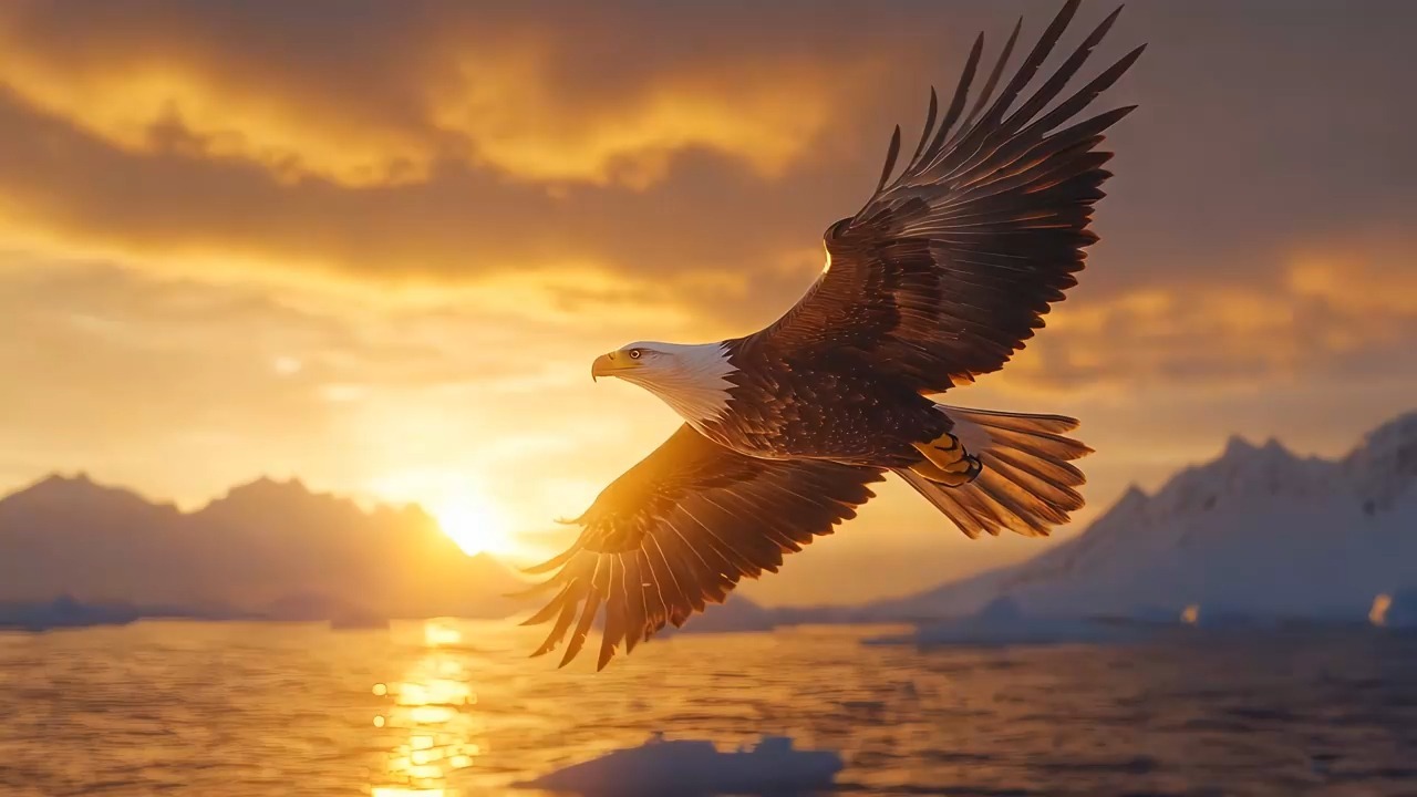 视频素材丨011老鹰飞行翱翔天空夕阳雄鹰展翅led背景视频素材