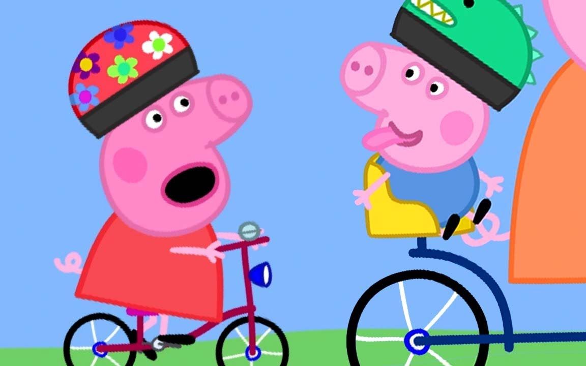 小猪佩奇的好朋友骑着自行车,她怎么飞上天了?儿童益智拼图游戏
