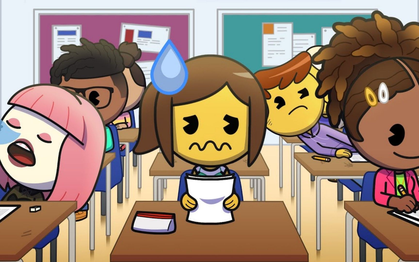 搞笑动画:有趣的课堂时刻,马上考试了女孩似乎没有什么信心呀!