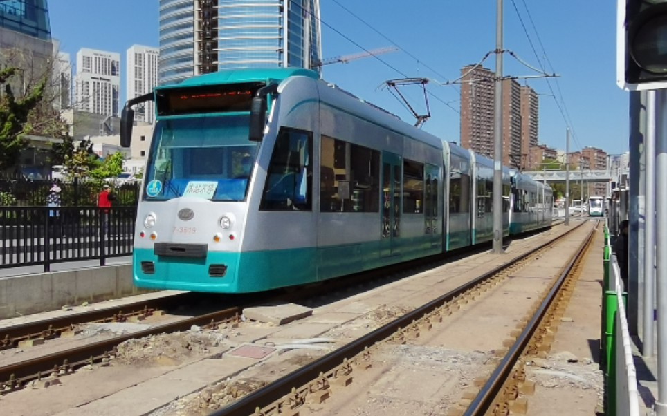 【大连公交】大连有轨电车202路7-3619有火回送7-3523