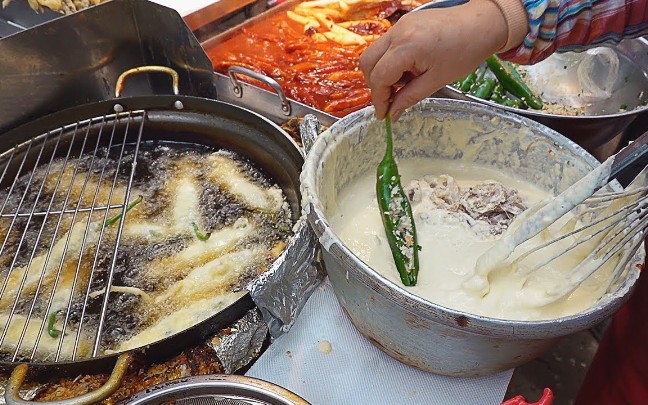 [图]韩国传统市场美食‖油炸食品小吃摊