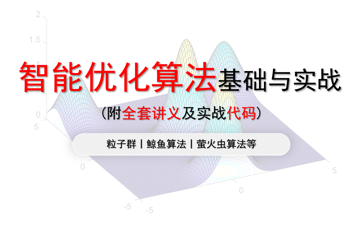 【附全套讲义和代码】智能优化算法基础与实战,粒子群算法/模拟退火算法/遗传算法/鲸鱼算法/萤火虫算法/天牛须算法/黏菌优化算法,数学建模国赛美赛必...