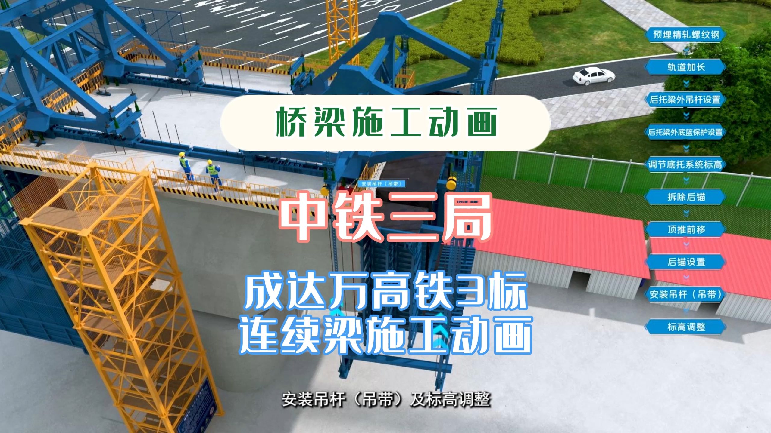 成达万高铁3标燕山村跨燕山大道特大桥连续梁施工动画中铁三局哔哩哔哩bilibili