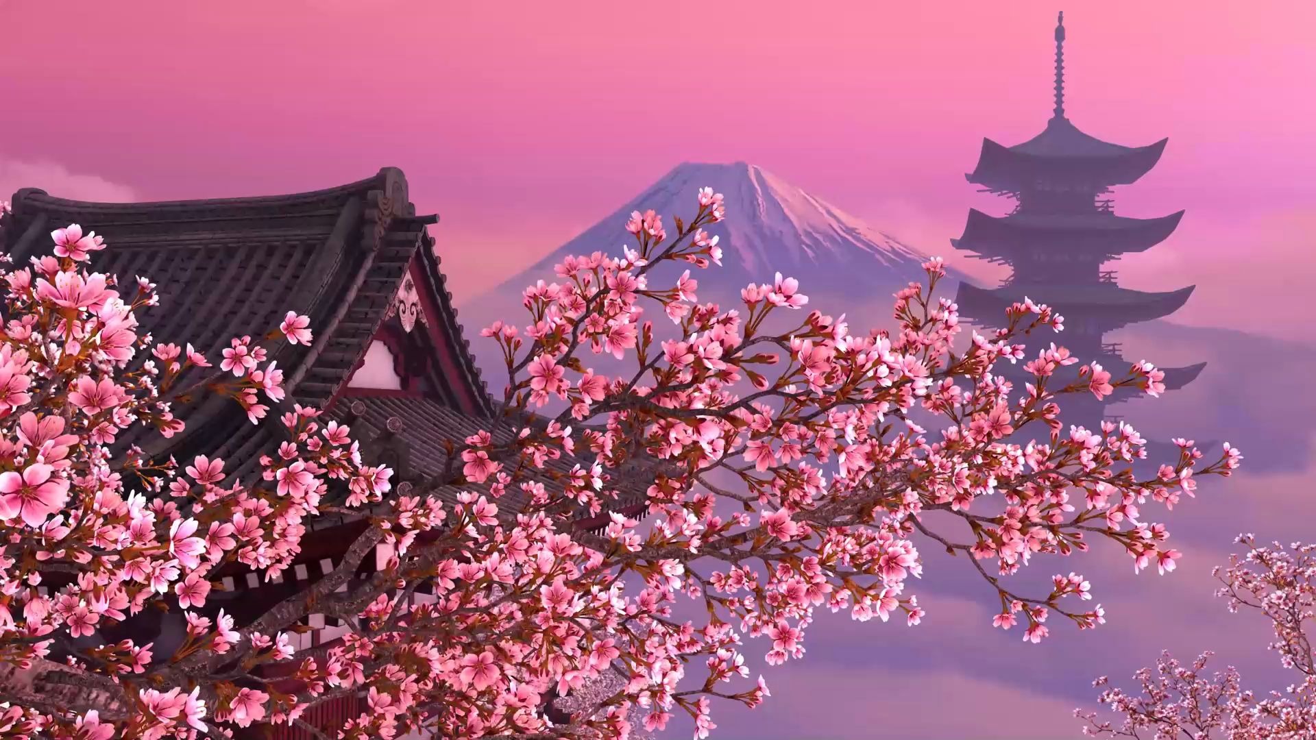 水墨中国风片头日式樱花