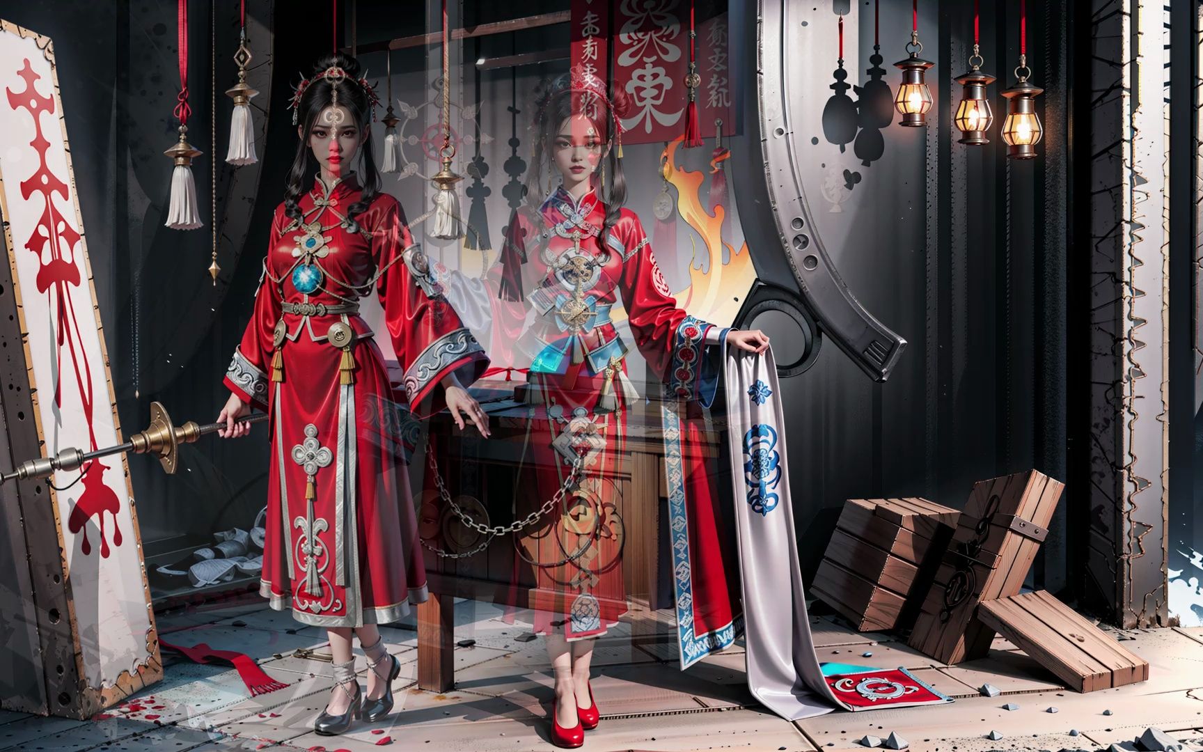 【ai绘画】"超级美丽的特别画风:横屏鬼新娘0514鲜红,你会爱上它!