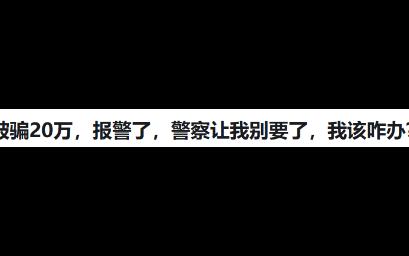 被骗20万,报警了,警察让我别要了,我该咋办?哔哩哔哩bilibili