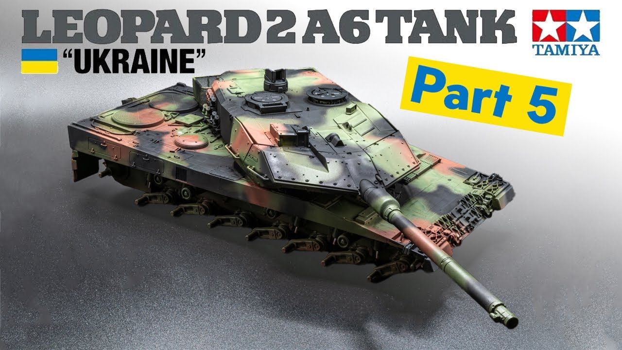 自制迷彩遮盖教程-田宫1/35 乌克兰版豹2a6主战坦克模型喷涂过程part.