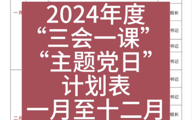 2024年度“三会一课” “主题党日”计划表,一月至十二月(3051)字哔哩哔哩bilibili