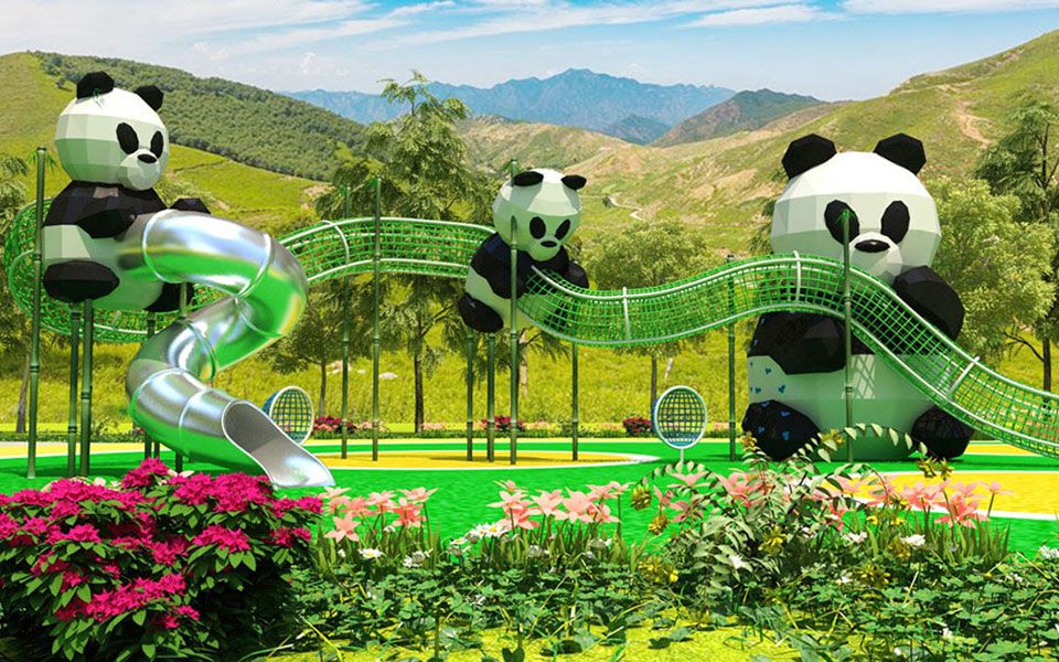 可爱的熊猫造型滑梯