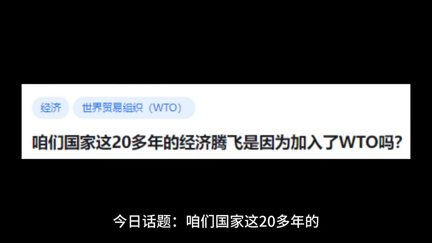 咱们国家这20多年的经济腾飞是因为加入了WTO吗?哔哩哔哩bilibili