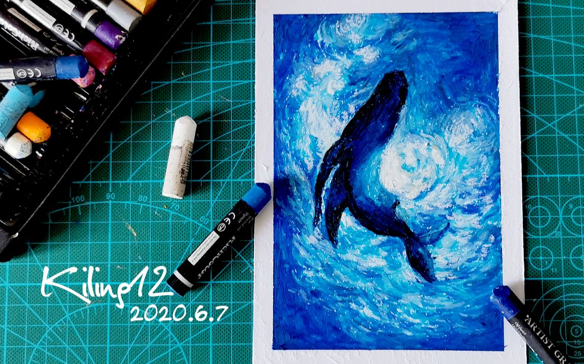 油画棒教程一鲸落则万物生保姆级别油画棒教程