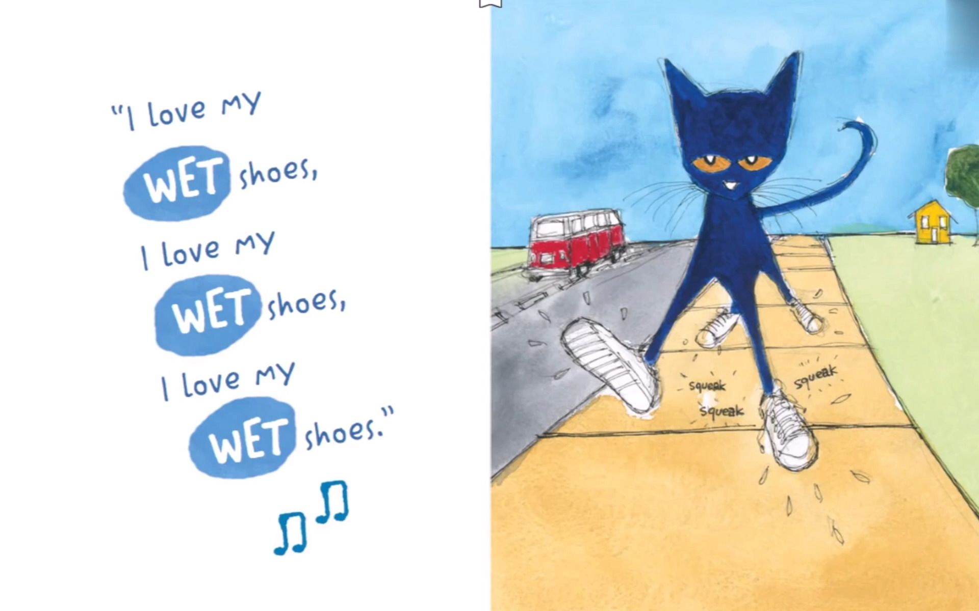 [图]英文绘本讲解《Pete the Cat I Love My White Shoes》皮特猫喜欢他的白鞋子，全英文拓展讲解