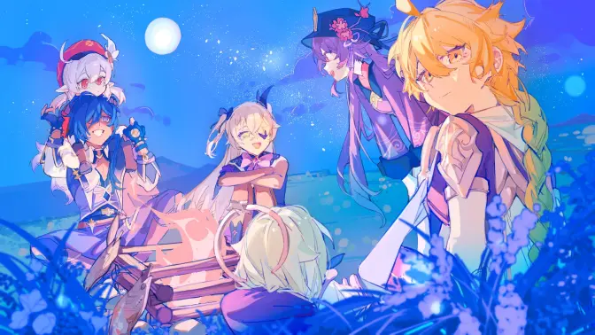 「提瓦特民谣」星空版~空带着派蒙、可莉、小艾咪也加入了合唱！
