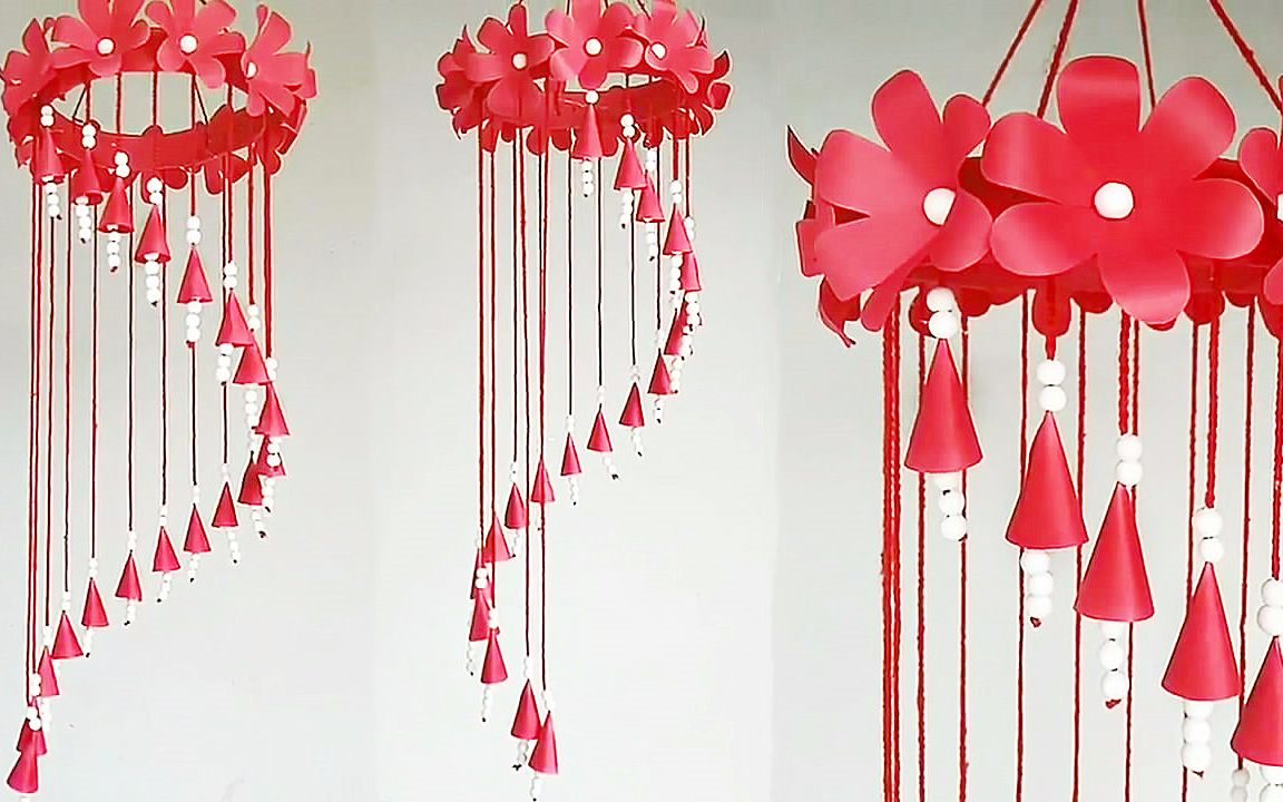 「diy纸艺系列」花朵风铃挂饰的制作方法,简单又有创意!