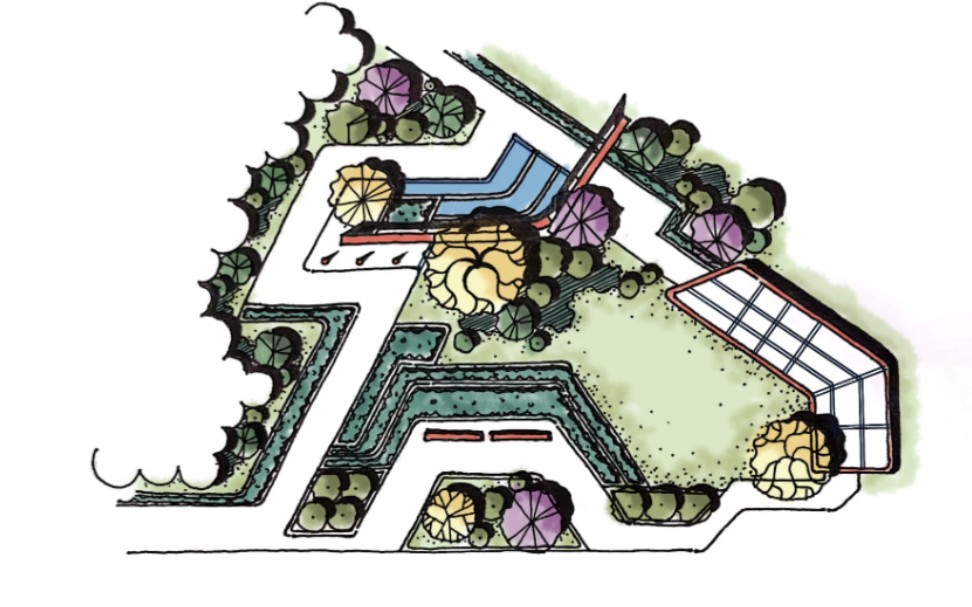 秋季景观节点抄绘01---休闲小游园(折线式)