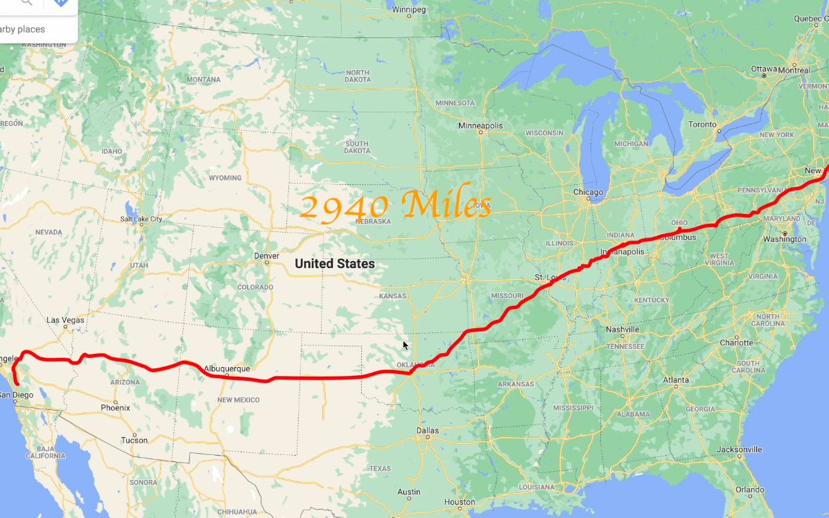 从美国东部的康涅狄格州新伦敦,横穿美国到美国西部的加利福尼亚洛杉矶哔哩哔哩bilibili