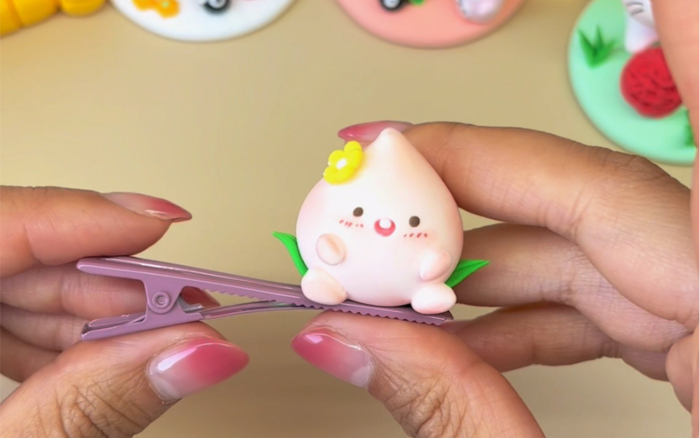 超轻粘土桃子发夹钥匙扣_哔哩哔哩_bilibili