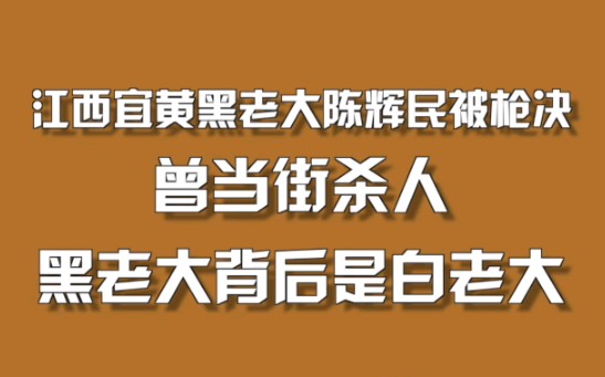 江西宜黄黑老大陈辉民被枪决,曾当街杀人,黑老大背后是白老大哔哩哔哩bilibili