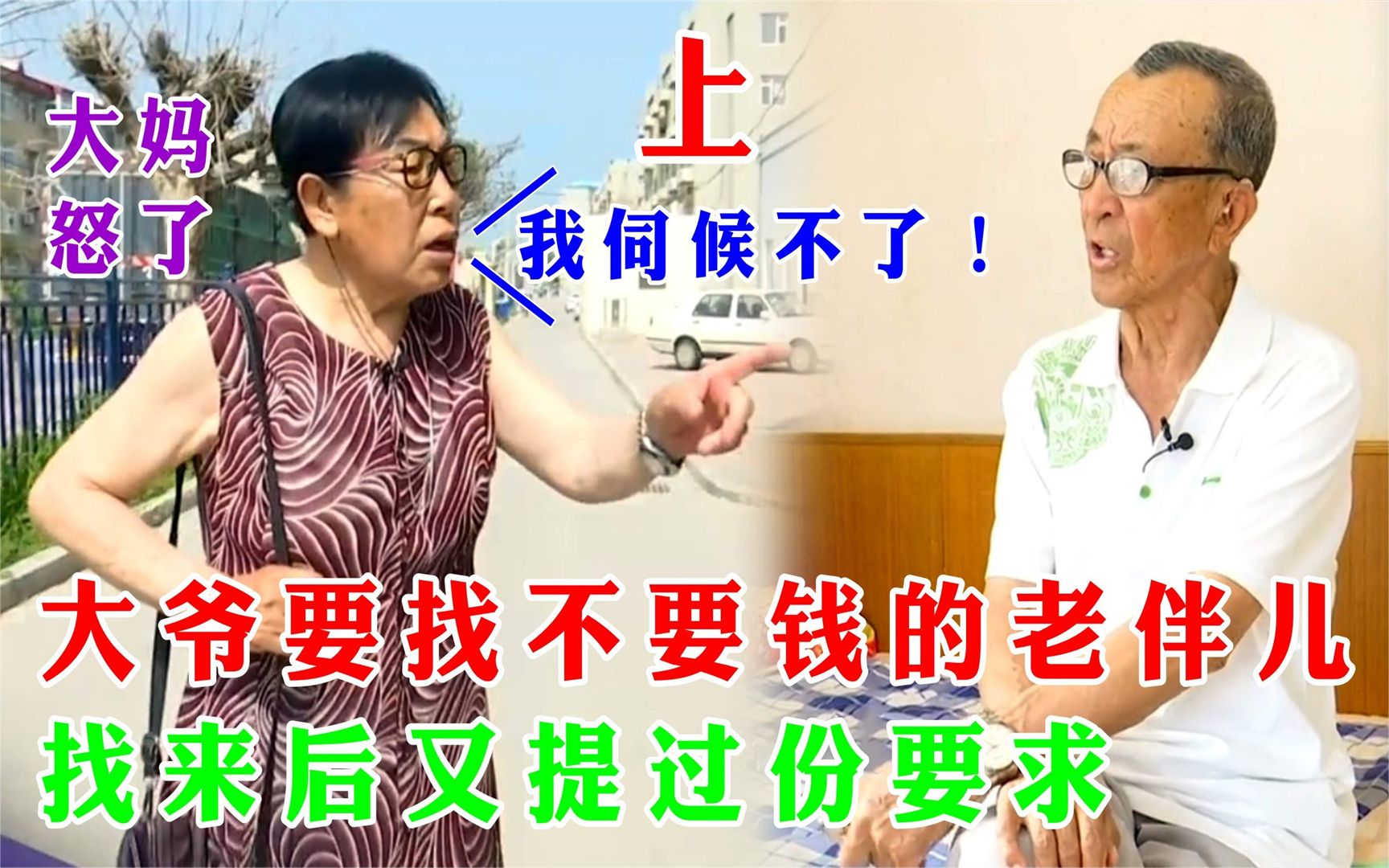 大爷要找不要钱老伴,找来提过份要求,大妈怒了:我伺候不了!