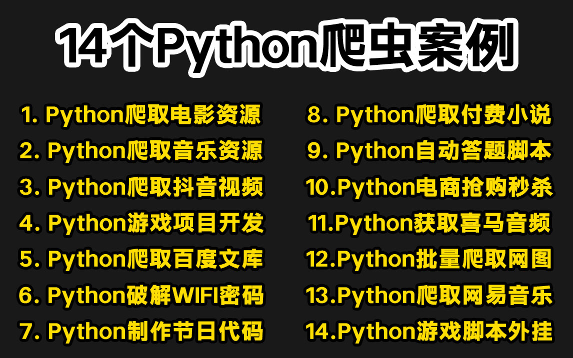 【附源码】超实用的14个爬虫案例合集,只需要花一周花间,每天两个练手!零基础小白也能轻松学会!(最新录制)哔哩哔哩bilibili