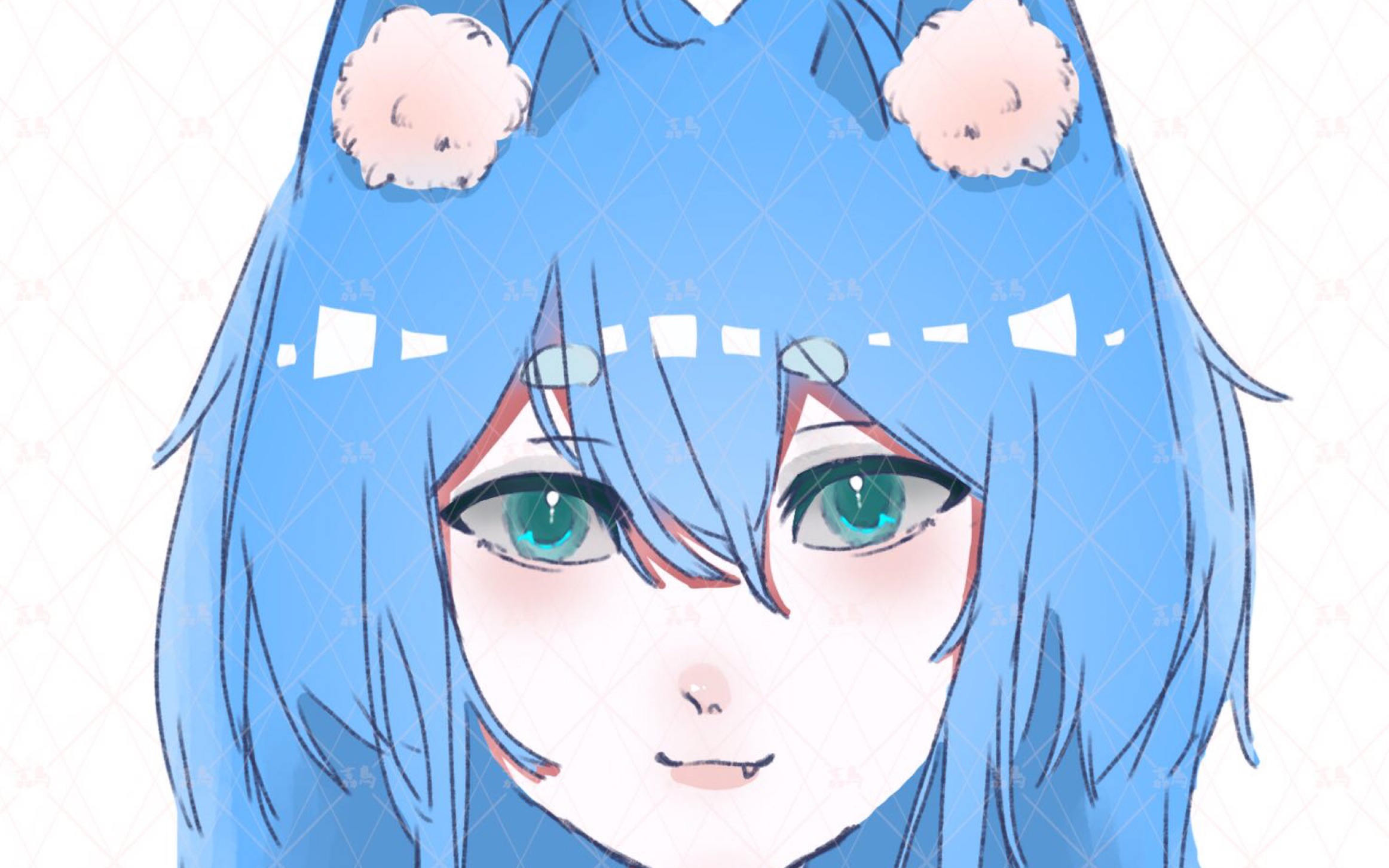 【procreate】蓝毛小姐姐,无偿稿