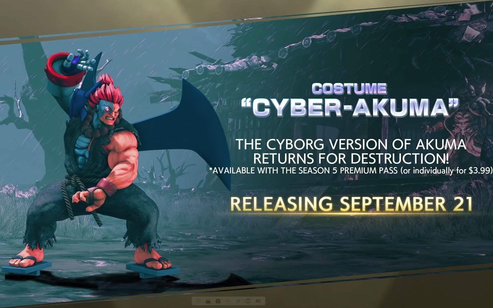 街霸5:9月21日推出机械豪鬼皮肤