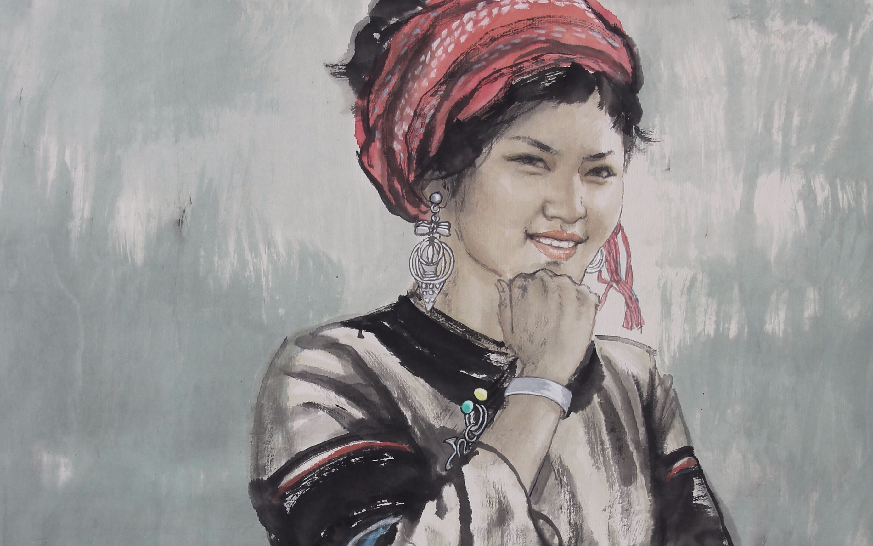【国画】苗家姑娘——刘志伟人物画_哔哩哔哩 (゜-゜)つロ 干杯~-bili
