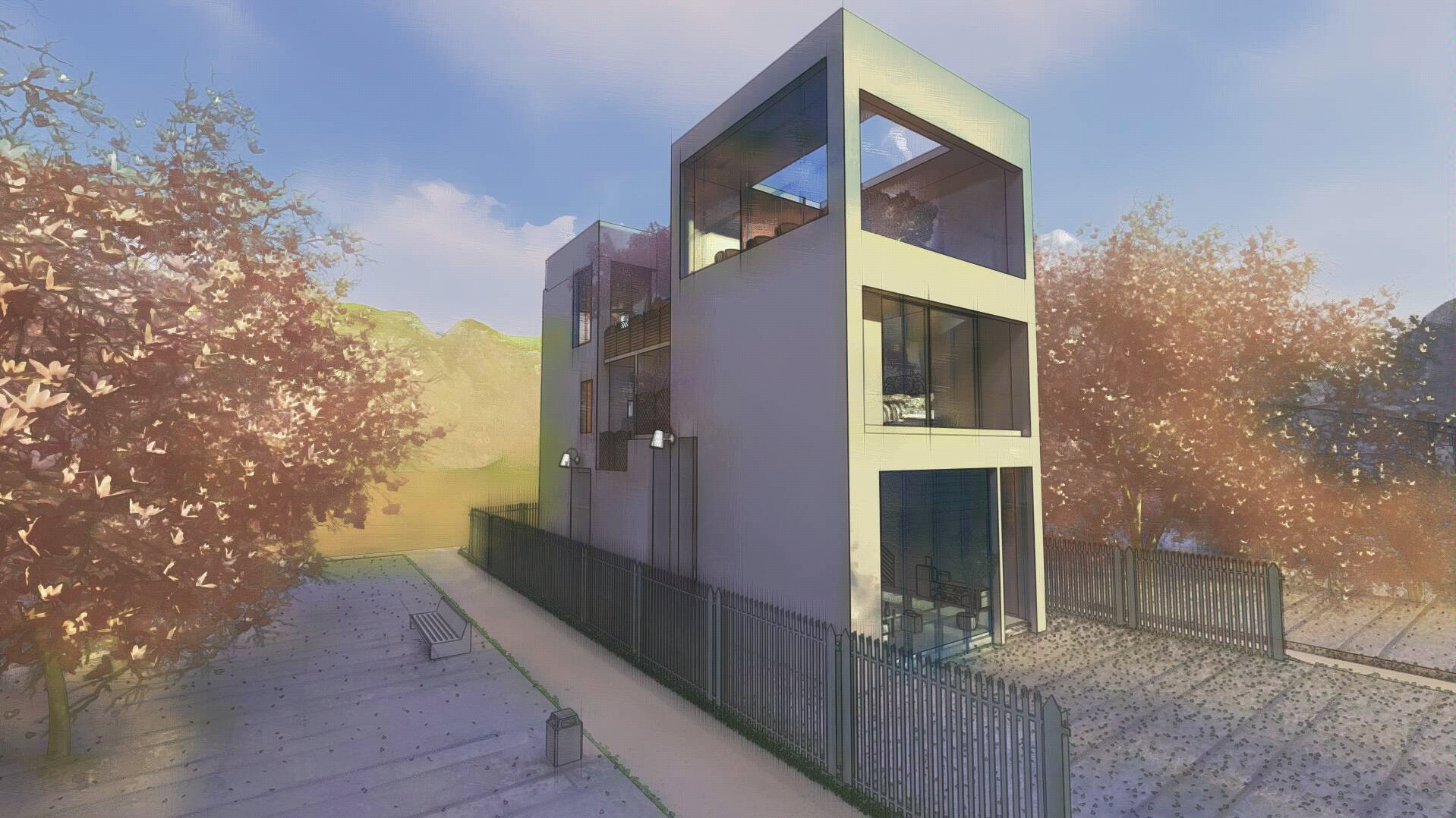 越南房委会房子渲染水彩版